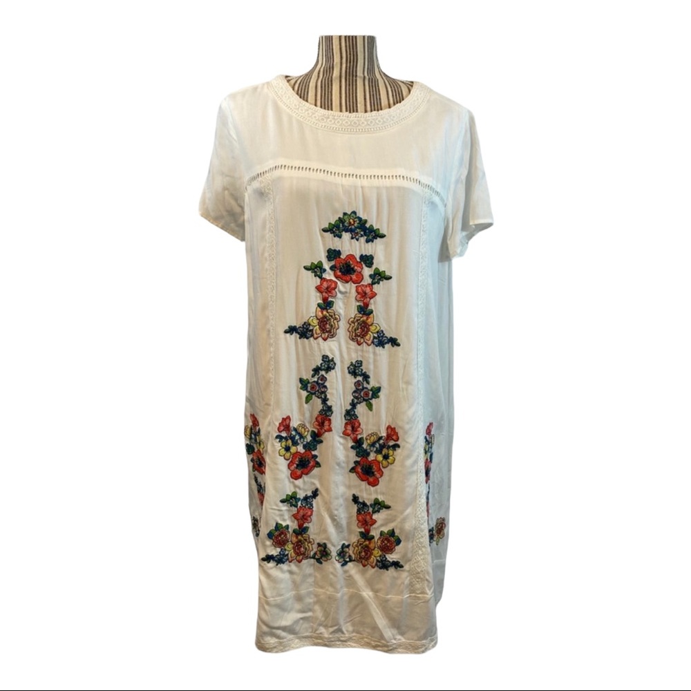 White floral Latin style embroidered dress s